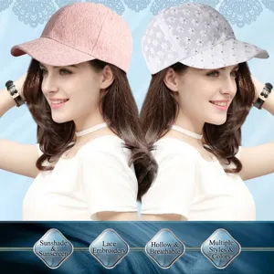 Berretto da baseball in pizzo da donna traspirante con motivo floreale traforato