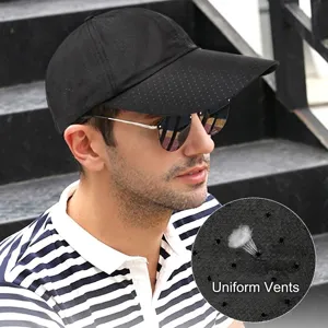 Breathable large size baseball cap with long brim for outdoor sun protection