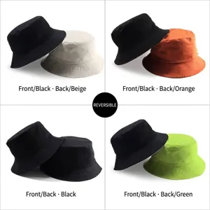 Reversible double-sided bucket hat for outdoor sun protection in various colors