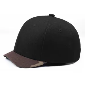 Casquette de baseball noire à bord court avec visière camouflage style hip-hop urbain