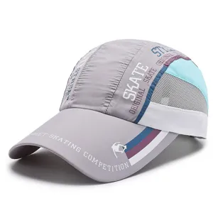 Lightweight breathable quick-dry baseball cap with long brim and skate theme design