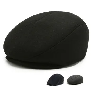 Herren Winter Wollstoff Schiebermütze Retro Ohrenschutz Newsboy Hut Warme Dicke Baskenmütze Für Ältere Männer Forward Hat