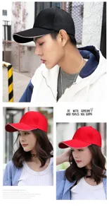 Gorras de béisbol unisex elegantes en rojo y negro con ribetes en contraste en la visera