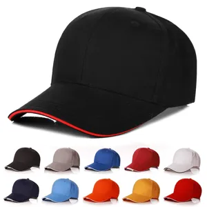 Gorra de béisbol ajustable unisex clásica en varios colores sólidos y borde de contraste