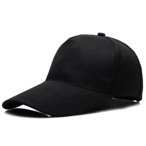 Gorra de béisbol negra clásica personalizable, sombrero de sol ajustable para hombres