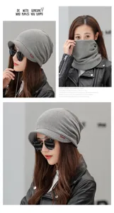 Grey soft brim beanie for women in autumn winter with warm breathable fabric