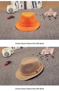Αναπνεύσιμα διχτυωτά καπέλα ηλίου fedora σε πορτοκαλί και χακί για το καλοκαίρι.