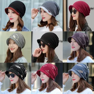 Women Slouchy Beanie Hat With Soft Brim Autumn Winter Warm Turban Hat Postpartum Breathable Cotton Knit Pullover Hat Accessory