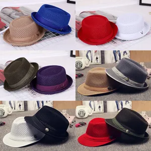Sombrero fedora de verano de malla transpirable para hombre y mujer, protección solar chic