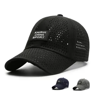 Quick Dry Mesh Baseball Cap Men Women Breathable Diamond Perforated Sun Hat Adjustable Sport Trucker Hat Navy Blue Grey Black