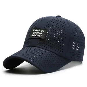 Breathable navy blue mesh baseball cap with diamond perforations and Kairui sport logo