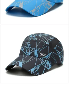 Dettaglio del mesh traspirante e della stampa geometrica su un cappellino da baseball