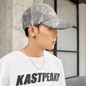 Cappellino da baseball traspirante da uomo con elegante stampa a linee bianche