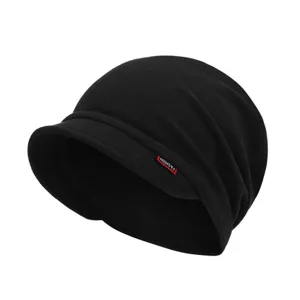 Elegant black slouchy beanie for women with soft brim for autumn and winter warmth