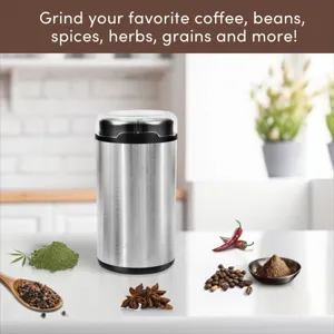 Multi-functional electric coffee bean grinder for spices and herbs in a kitchen setting