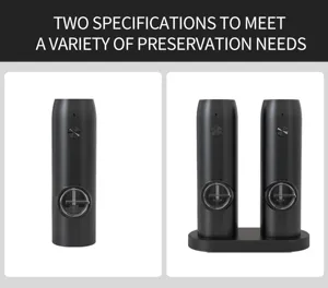 Electric pepper grinder set with ceramic core showing single and double unit options