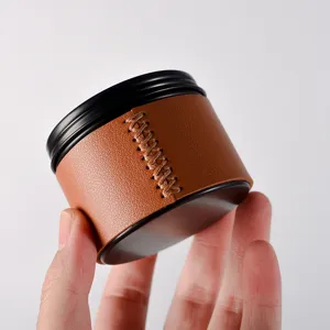 Tarro de Almacenamiento Portátil de Aleación de Aluminio Para Granos de Café Con Funda de Cuero Contenedor Hermético Para Alimentos Para Camping Viaje Bote de Té Minimalista