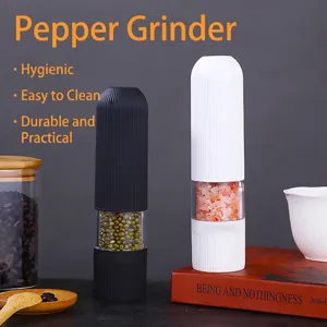 Moulin à Poivre et Sel Électrique Grosseur Réglable Noyau en Céramique Matériau ABS avec Lumière LED Outil de Cuisine