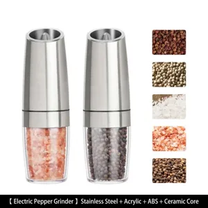 Automatic electric pepper grinder with stainless steel housing and ceramic core