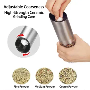 Ηλεκτρικός μύλος πιπεριού και αλατιού από ανοξείδωτο χάλυβα με ρυθμιζόμενο κεραμικό πυρήνα