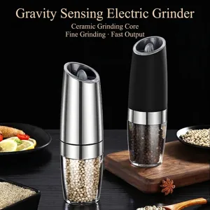 Professional gravity sensing electric pepper grinder set with ceramic core for kitchen