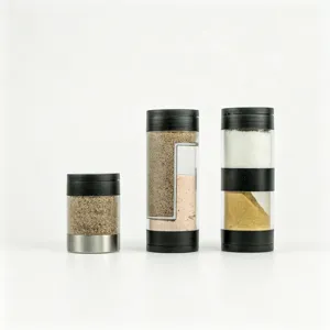 Modern minimalist portable seasoning bottles and spice jars for kitchen pepper and sea salt