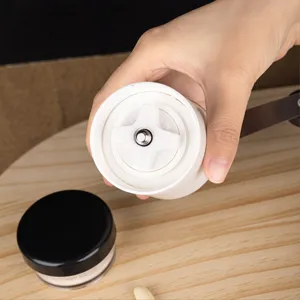 White portable manual pill grinder and crusher tool for vitamins and medicine tablets