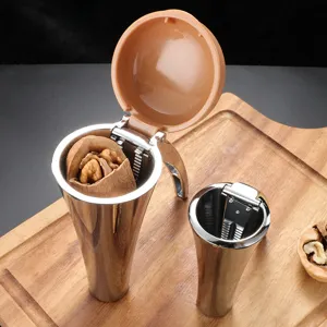Durable stainless steel funnel-shaped nutcracker tool set for walnuts and hazelnuts
