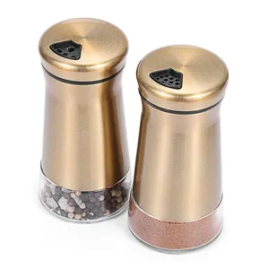 Moderne Gold Edelstahl Salz Und Pfefferstreuer Glasboden Verstellbare Ausgusslöcher Für Küche Und Esszimmer