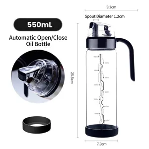 550ml Schwerkraft Ölspender aus Glas mit präziser Skala und Produktabmessungen