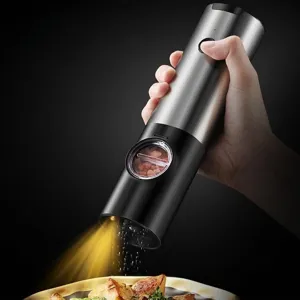 Electric Pepper Grinder Stainless Steel Automatic Salt Herb Mill With Adjustable Coarseness LED Light Rechargeable Kitchen Tool