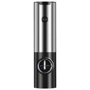 Sleek electric pepper and salt grinder with stainless steel and black matte finish