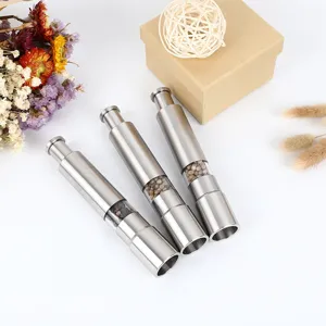 Professional manual stainless steel pepper grinder set with transparent spice viewing window