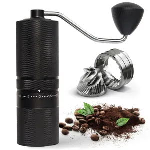 Manuelle Kaffeemühle mit hochpräzisem Edelstahlmahlwerk und einstellbarem Mahlgrad