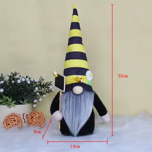 Décoration peluche gnome abeille avec dimensions 33cm de hauteur et 14cm de largeur