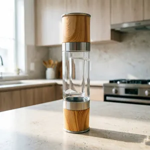 Manuelle Pfeffermühle Salzmühle Glas Gewürzmühle Mit Keramikkern Holzmaserung Muster Küche Mahlwerkzeug Für Meersalz
