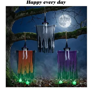 Κρεμαστές μάγισσες σκελετοί Halloween σε γκρι πορτοκαλί και μωβ για τη διακόσμηση