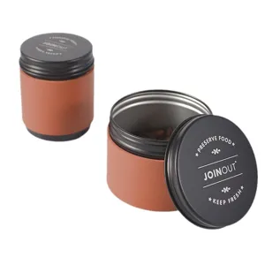 Tarro de almacenamiento portátil de aluminio con funda de cuero para café y té