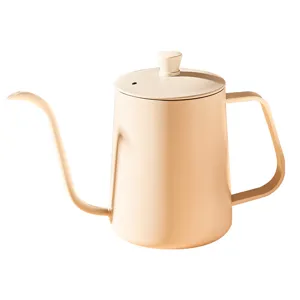 Beige 304 roestvrijstalen zwanenhals koffiezetapparaat met deksel en matte afwerking