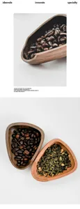 Textura detallada de bandejas de madera para granos de café hechas a mano
