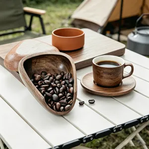 Bandeja Dosificadora de Granos de Café de Madera Nogal Sapeli Accesorio de Báscula de Café Taza Bol Cocina Café Barista Herramientas