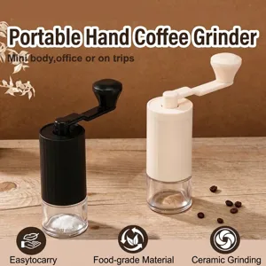Manuelle Kaffeemühle Keramikmahlwerk Einstellbarer Mahlgrad Tragbare Handkaffeemühle Mit Transparentem Glasbehälter Für Zuhause Büro Reise