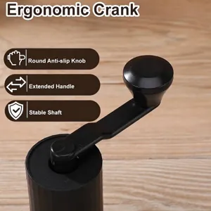 Ergonomische manuelle Kaffeemühle mit verlängertem Kurbelgriff und rutschfestem Knopf