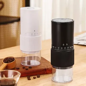 Portable electric coffee grinder with adjustable ceramic core and USB charging design