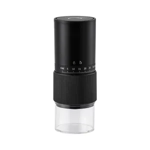 Portable electric coffee grinder with USB charging and adjustable ceramic burr