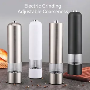 Elektrische Pfeffermühle Edelstahl Salzmühle Automatischer Gewürzmühle Mit Einstellbarer Grobheit LED Licht Einhandbedienung Batteriebetrieben Küchenwerkzeug