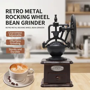 Molinillo de café manual de hierro fundido retro con diseño clásico de rueda oscilante