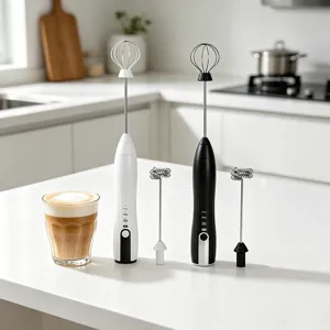 Rechargeable Electric Milk Frother Handheld Coffee Mixer With 2 Stainless Steel Whisks 3 Speeds Foam Maker For Latte Cappuccino Hot Chocolate Kitchen Tools