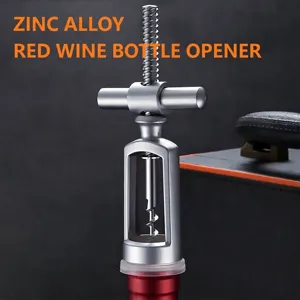 Durable zinc alloy manual wine corkscrew for opening red wine bottles
