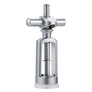 Manual alloy red wine corkscrew with elegant matte silver finish for easy cork removal